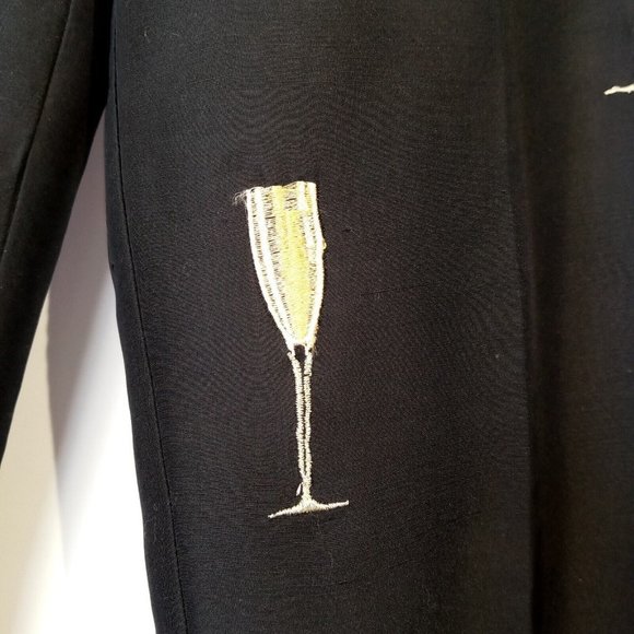 Women's Silk Ankle Pants Metallic Stitch Champagne Glass Size 10 Poly lined - Picture 9 of 13